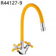 R44127-9 Смеситель для кухни гибкий излив 2-х вент крепение гайка FRUD 44127-9 Желтый