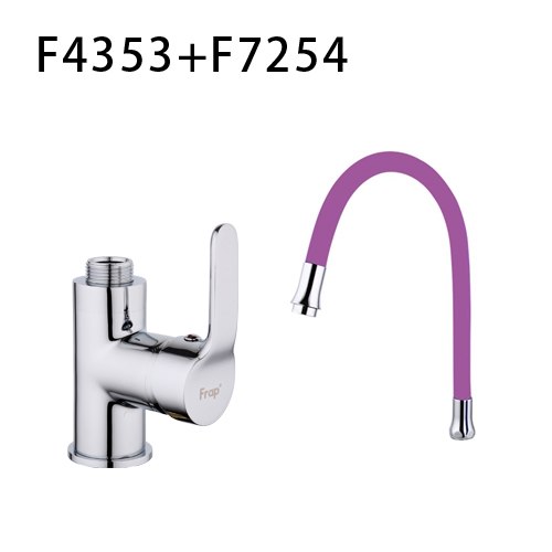 F4353+F7254 Смеситель для кухни гибкий гусак картридж 35мм FRAP 4353-7254 Фиолетовый
