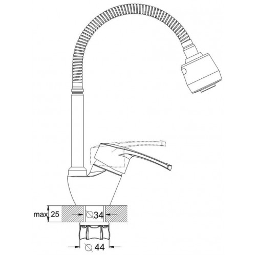 8G4-E181 Смеситель кухня ф40 гибкий излив Ф40 G-lauf , цинк