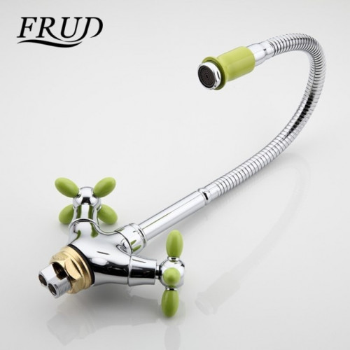 R43127-6 Смеситель для кухни гибкий излив 2-х вент крепение гайка FRUD 43127-6 Зеленый