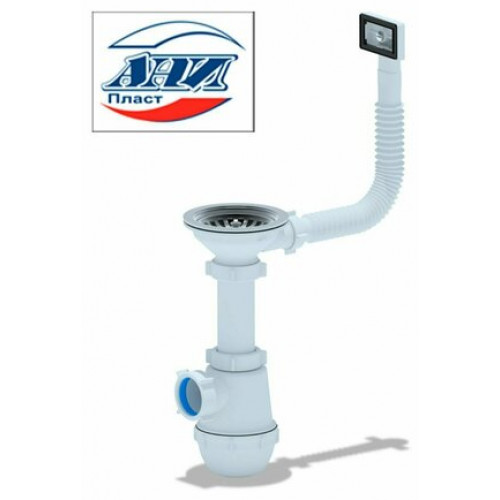 Сифон НЕРЖ A0145S 3 1/2" д/мойки c ПРЯМ. переливом б/отвода АНИ