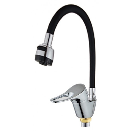 S4743R5-8 Смеситель для кухни Feinise S4743R5-8, с высоким силиконовым изливом, крепление гайка, черный